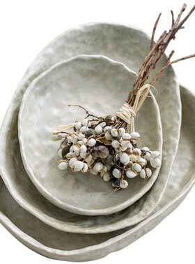 景德镇白色粗陶餐具文艺果盘