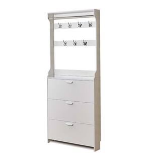 白色超薄鞋柜翻斗式家用门口小户型现代简约带挂衣架进门客厅柜架