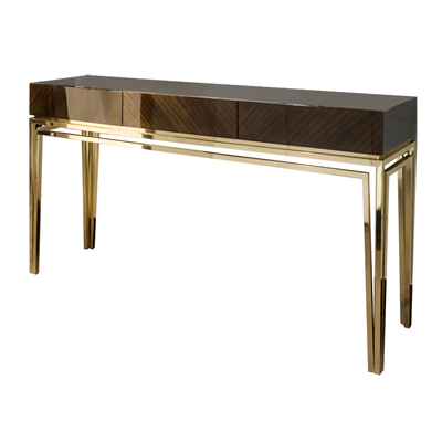 高脚镜面香槟金黑檀木走道玄关桌