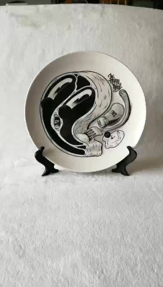 8 Inch Sublimation Printing Ceramic Moon Plate,Customize Heat Transfer