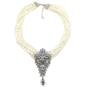 women necklace 韩版时尚夸张多层中长款珍珠项链毛衣链女配饰