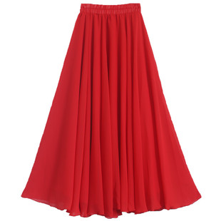 简约风夏季雪纺长裙仙女裙半身裙2019很仙的半身裙高腰大摆裙