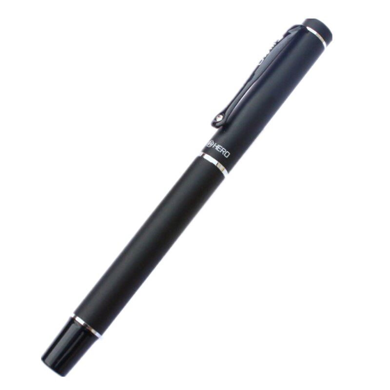 包邮 正品HERO/英雄9086黑色磨砂银夹财会细钢笔 学生钢笔0.38mm