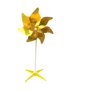 新鸿风车雷射金纯哑光金八叶七角大风车旋转儿童玩具专柜摆设拍摄