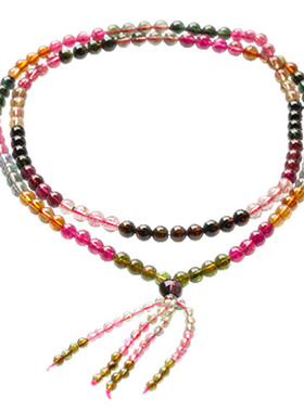 渐变艳丽风通透附证书佛珠手链