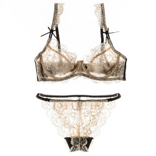 E杯大码内衣文胸套装95d胖mm大胸显小超薄款蕾丝性感不聚拢胸罩夏