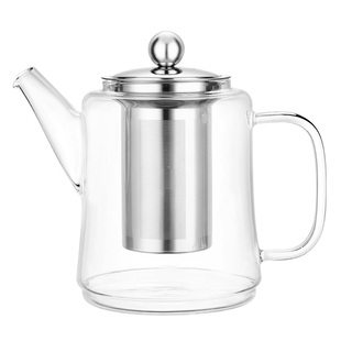 雅风玻璃泡茶壶家用明火可烧煮透明加厚耐高温单水壶过滤冲茶器红