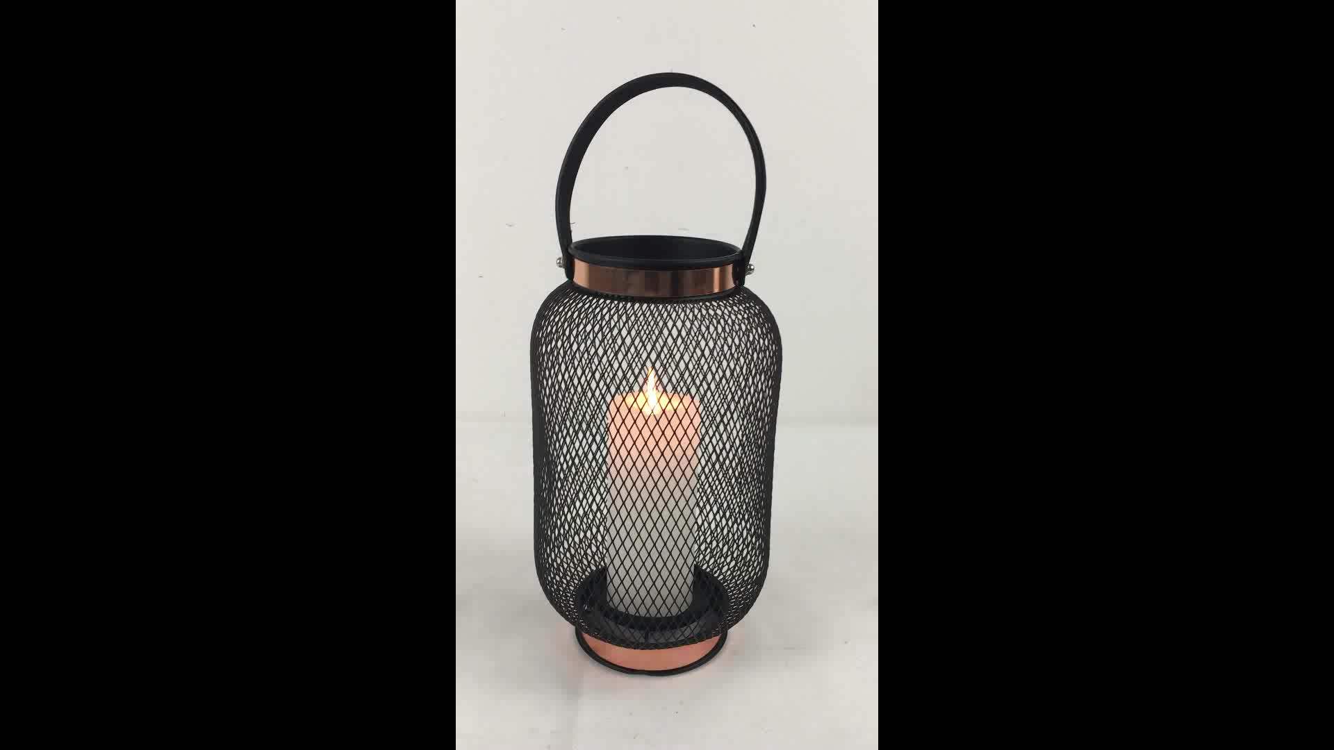 Wholesale Matt Black Metal Mesh Hanging Decorative Moroccan Lantern