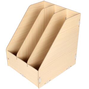 绚动木质办公收纳用品三联文件架资料架创意桌面收纳盒立式书架
