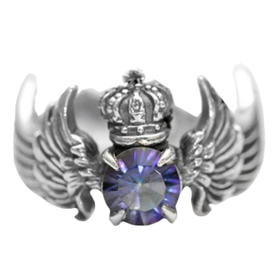 天使翅膀纯银开口戒指