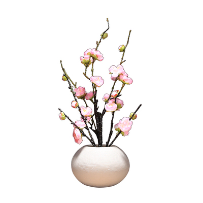 新中式白色素烧腊梅陶瓷花瓶