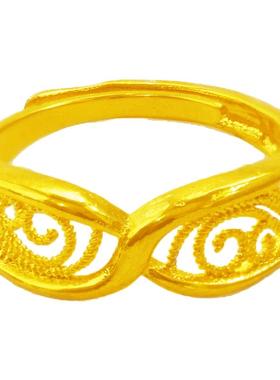 创缘镀黄金戒指女细活口心形尾戒