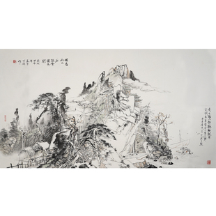 孤品收藏仅此一张 美协名家万涛手绘山水画国画真迹 卖完下架