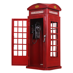 定制铁艺电话亭模型摆件酒吧装饰品道具邮筒创意储物柜摄影道具
