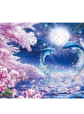 海豚梦幻樱花迷你版夜光拼图