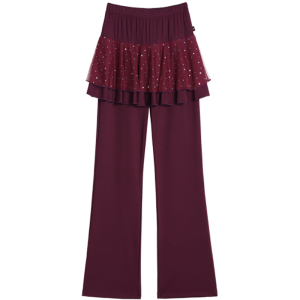 2024秋季广场舞服装新款舞蹈裙裤成人拉丁舞裤裙网纱亮片练功裤女