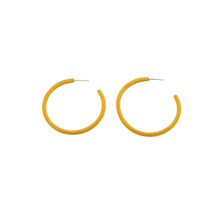 韩国风秋冬新款复古少女心糖果色黄色丝绒S925银针圆形耳圈耳环饰