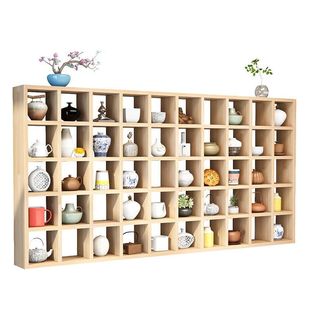 定制实木格子架多宝格新中式茶壶陶艺茶饼展示架民宿酒店装饰置物