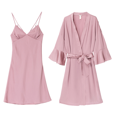 NT性感丝质吊带睡衣两件套