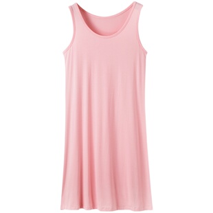 莫代尔中长款打底裙黑色无袖长裙宽松大码胖MM外穿吊带背心裙女夏