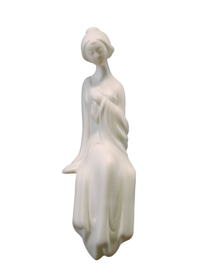 仕女白瓷中式禅意办公室桌面摆件