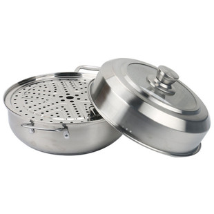 304不锈钢蒸锅1层加厚蒸汽锅电磁炉通用蒸汽锅家用单层28/30/32cm
