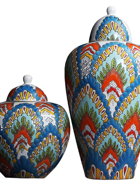 风床头柜陶瓷摆件新中式