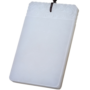 天然新疆和田玉平安牌白玉无事牌吊坠 男女款玉佩昆仑玉挂件牌子