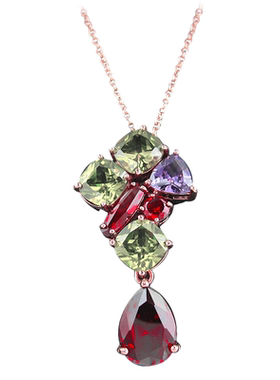 欧美玫瑰金彩色锆石配饰水滴吊坠