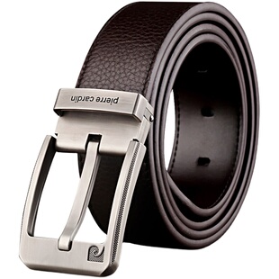 皮尔卡丹皮带男真皮韩版时尚男士针扣腰带休闲百搭牛皮男青年裤带