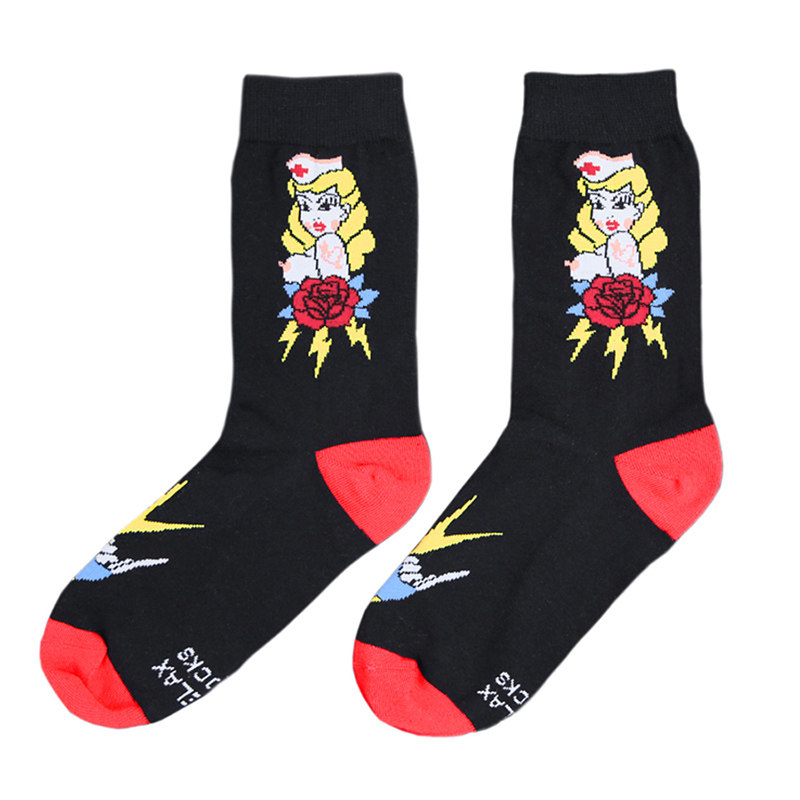 设计师袜牌Relaxsocks 纹身袜 长筒精梳棉袜 潮袜 男女 哇塞袜