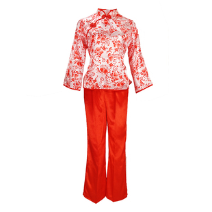 青花瓷新款秧歌服女套装中老年扇子舞蹈演出服腰鼓打鼓广场舞服装