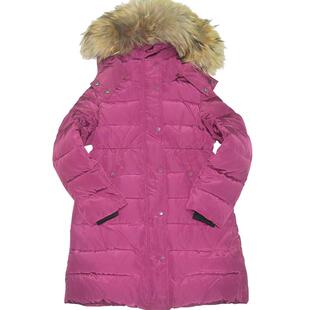 HERROYAL 儿童秋冬外套貉子毛领白鸭绒长款厚羽绒服女童亲子346ML