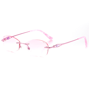 镶钻无框眼镜钻石切边眼镜  纯钛眼镜框女款近视眼镜女渐变色