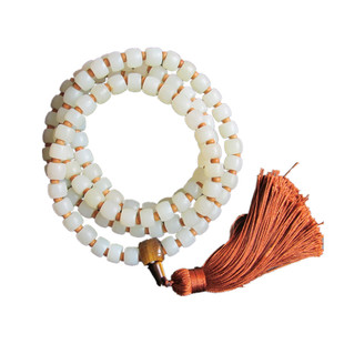 新出2串新疆和田白玉籽料老形珠鼓珠108颗佛珠项链男款手链多圈