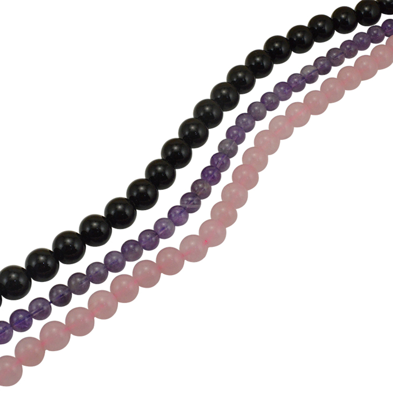 黑红玛瑙紫粉水晶绿东陵蓝黄玉髓 DIY水晶圆珠手项链绳饰品串材料