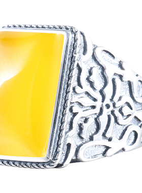 泰银戒指空托活口镶嵌蜜蜡925