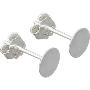 925纯银平头耳钉托盘针diy配件空托杯珍珠银耳钉碗针手工制作材料