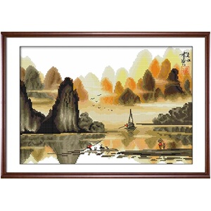 诗意漓江十字绣小幅水墨山水风景