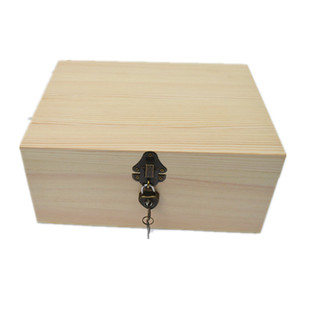 包邮定制 长方形翻盖木盒 大号挂锁木盒 松木盒 实木礼品盒定做