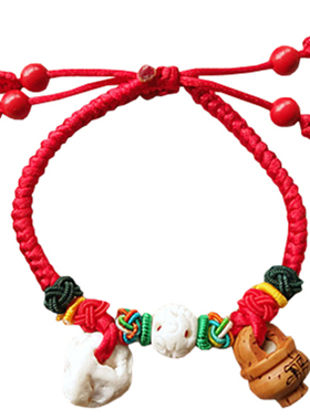 桃核新生儿生肖桃木葫芦婴儿手链