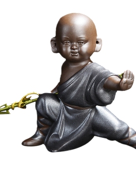 功夫小子和尚摆件紫砂茶宠书房
