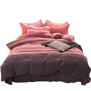 A类加厚珊瑚绒四件套冬季牛奶绒双面2025新款法兰绒冬天被套床上4