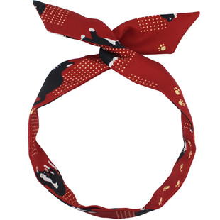 和风原创手工红色发带女日式小猫古风ins兔耳朵铁丝chic头饰发箍