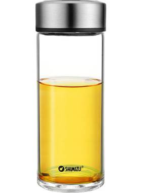 加厚耐热刻字便携泡茶玻璃杯