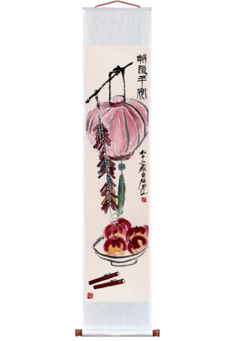 齐白石 报道平安图 仿古画复制品花鸟画名人字画中式玄关书房装饰