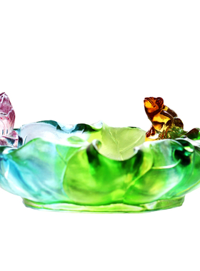 和谐古法琉璃金蟾办公桌工艺品