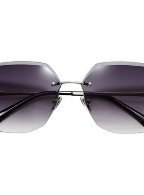 无框切边太阳镜女高级感防紫外线网红墨镜ins时尚眼镜女韩版潮流