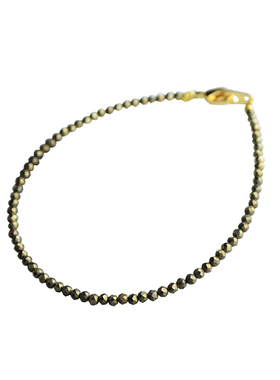 原创天然黄铜矿手链极细2mm切面