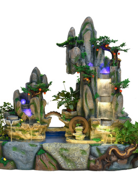 落地摆件庭院鱼池加湿器假山流水